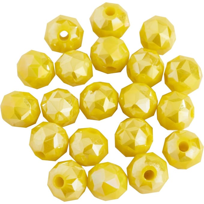 Glas geslepen kralen rond, 6 mm - Rijk geel AB