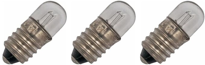 Signaallamp E10 30V 2W - 66 mAh - 3 stuks - T9 Gloeilamp Ø9mm - 23mm - 2500K - Dimbaar