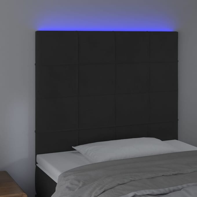 vidaXL - Hoofdbord - LED - 100x5x118/128 - cm - fluweel - zwart