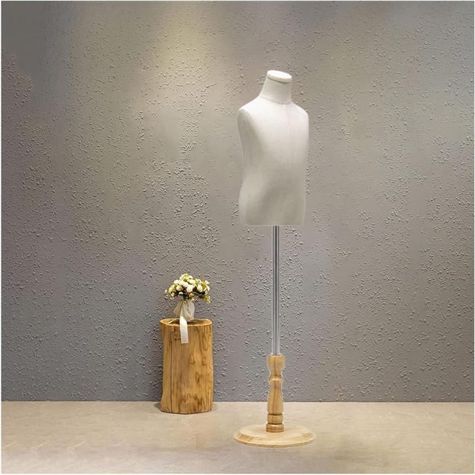 Kinder Etalagepop - Paspop Kind Kinder Torso - Kleding Presenteren - Verstelbare Hoogte - 83-130 cm - Beige