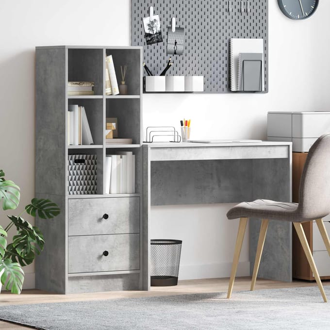 vidaXL - Bureau - Beton - Grijs - 135,5 - x - 40 - x - 127 - cm - 2 - st