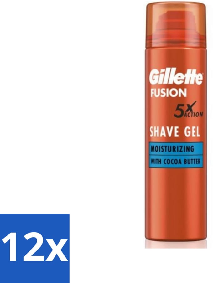 Gillette Fusion 5 ProGlide - Scheergel - Moisturizing - Met Cacaoboter - 200 ml - Voordeelverpakking - 12 stuks