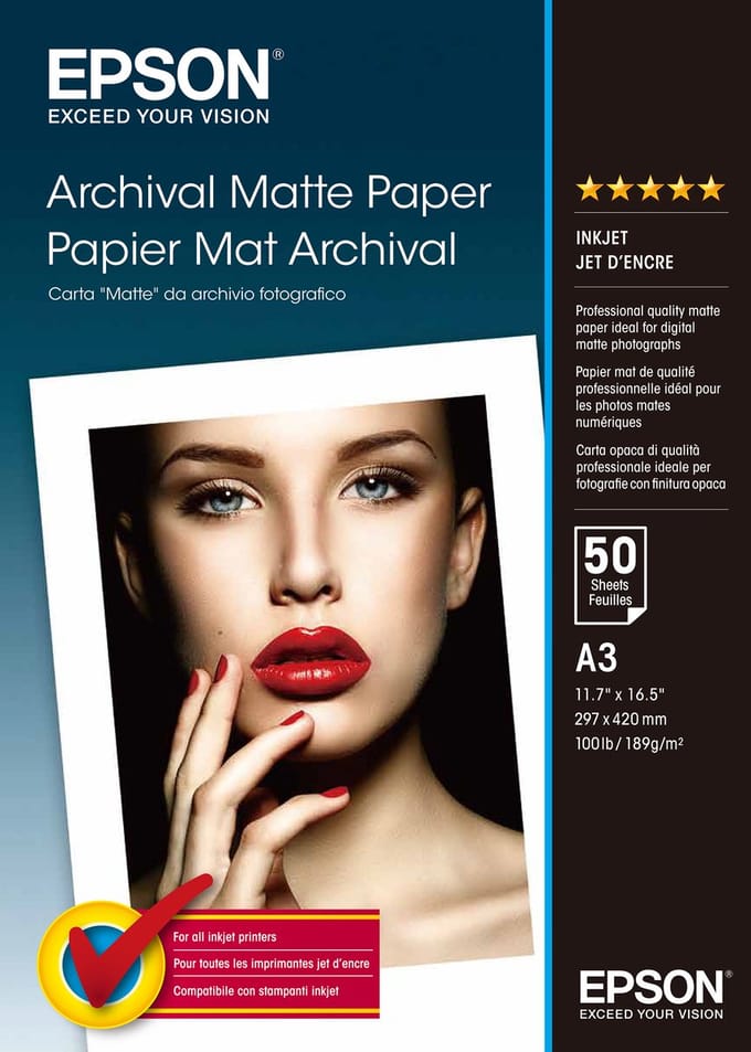 Epson S041344 Archival Matte Paper A3 (50 vel) Fotopapier