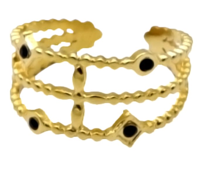 Ring met Kralen - RVS - One Size - Goudkleurig