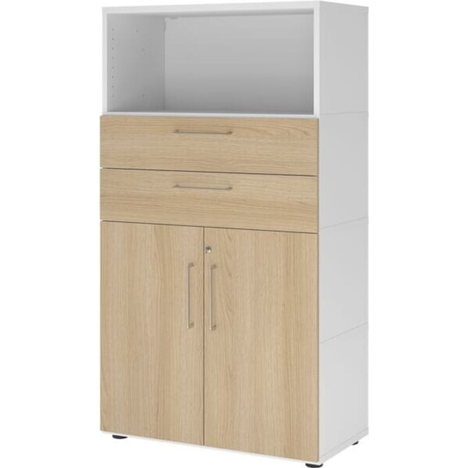 FlexWall | 4 OH | deuren + laden + kast | met verstelbare poten - Wit/Eiken
