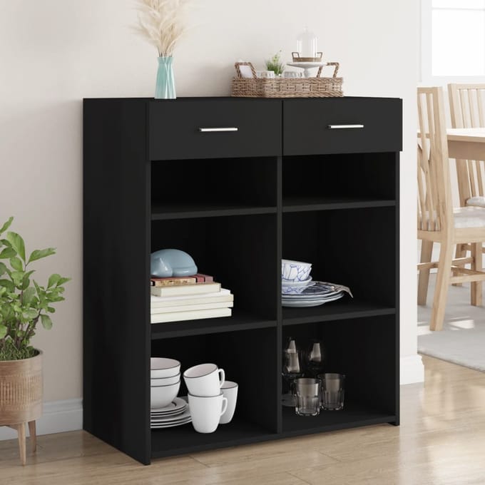 vidaXL - Dressoir - 80x42,5x93 - cm - bewerkt - hout - zwart
