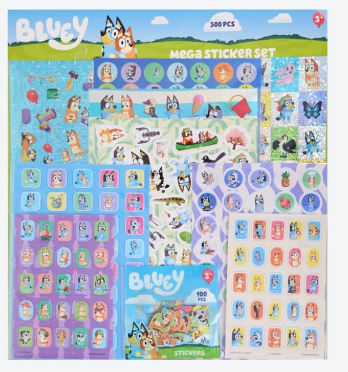Bluey xxl mega sticker set - 500 stickers - Sinterklaas cadeau