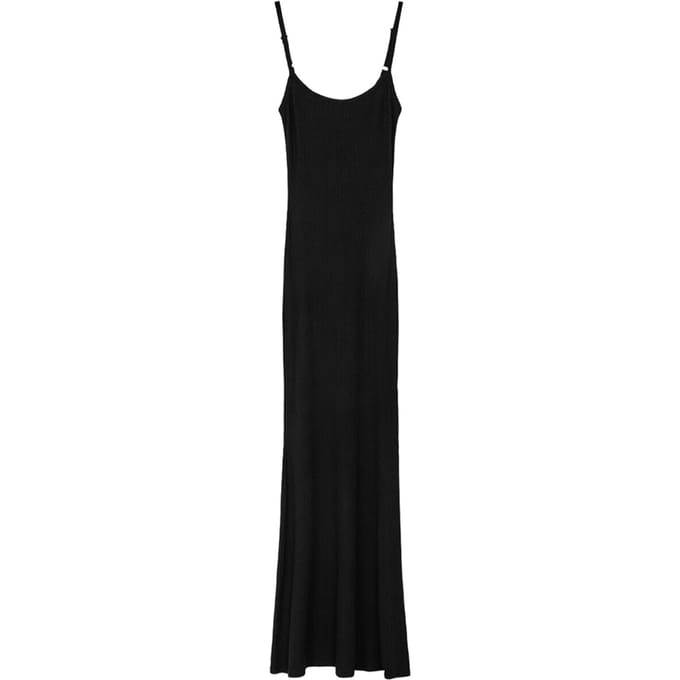 Fitted Rib Dress ZWART