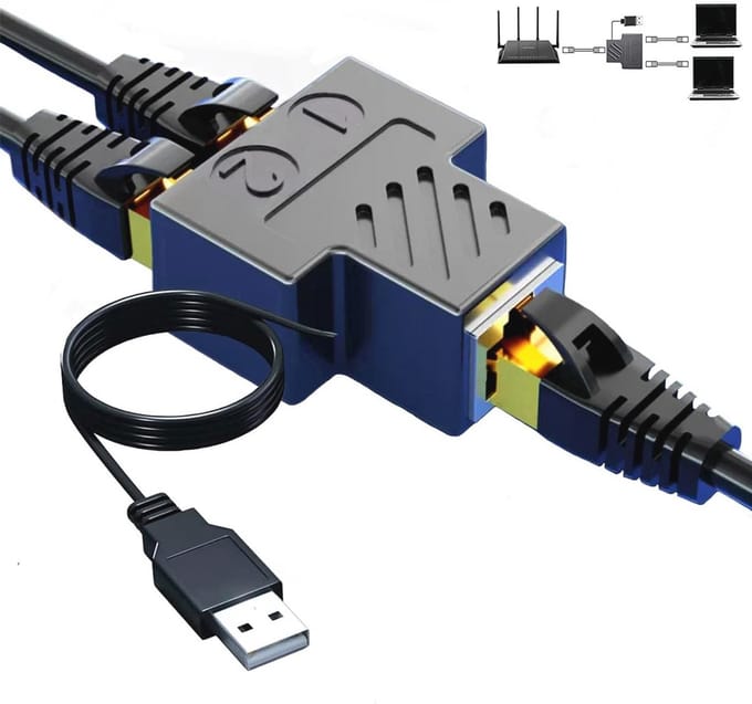 RJ45 Splitter Adapter voor Twee Apparaten - Dual Port Ethernet Connector
