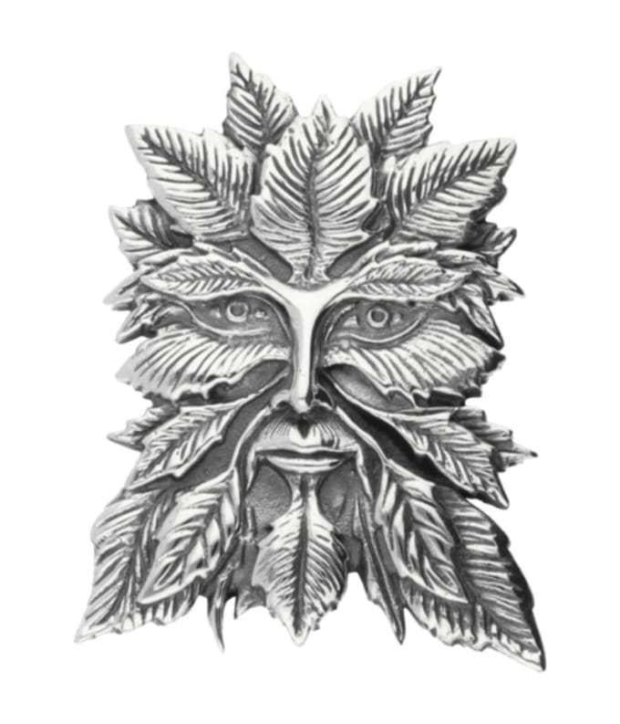 Zilveren Groen man Green man groot kettinghanger