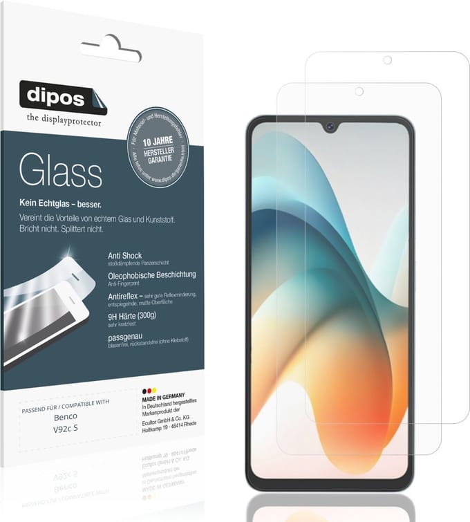 dipos – 2x Matte Pantserfolie geschikt voor Benco V92c S | 9H Screenprotector