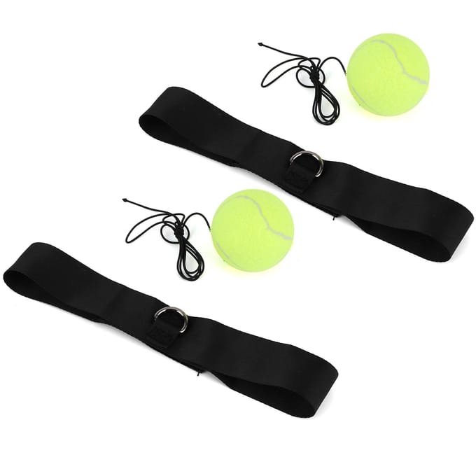 2 stuks Boksen Vechtbal met Hoofdband Snelheidsreactie Training Gym Oefenapparatuur yellow