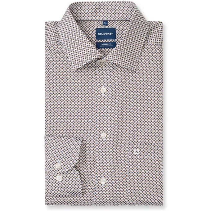 OLYMP Luxor Overhemd, Modern Fit, New Kent, Nougat