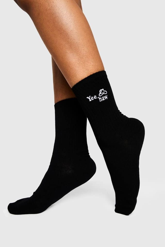 boohoo Dames Western Geborduurde Sportsokken 2 Pack