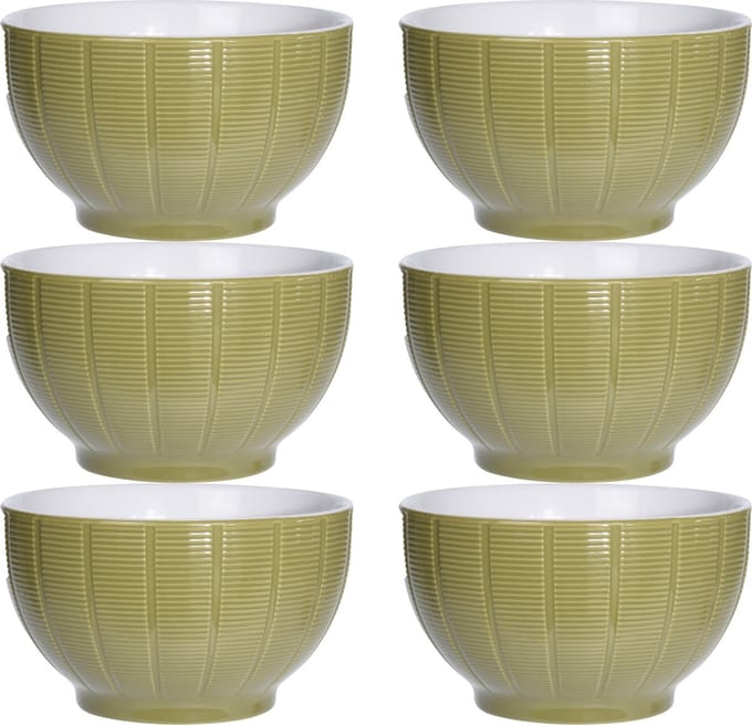 Excellent Houseware Soepkommen/serveer schaaltjes - 6x - Venice - keramiek - D14 x H8 cm - groen