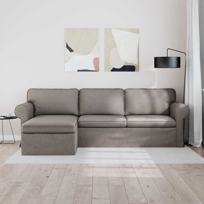 vidaXL - Bank - Taupe - 245 - x - 138 - x - 80 - cm - Stof
