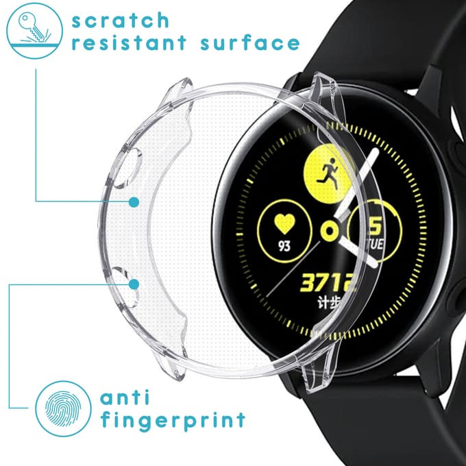Hoesje Full Cover - Geschikt voor Samsung Galaxy Watch Active2 - 44 mm - Screen protector - Case/Cover - Transparant