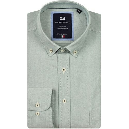 Giordano Overhemd Brando Soft Washed Oxford Groen / male