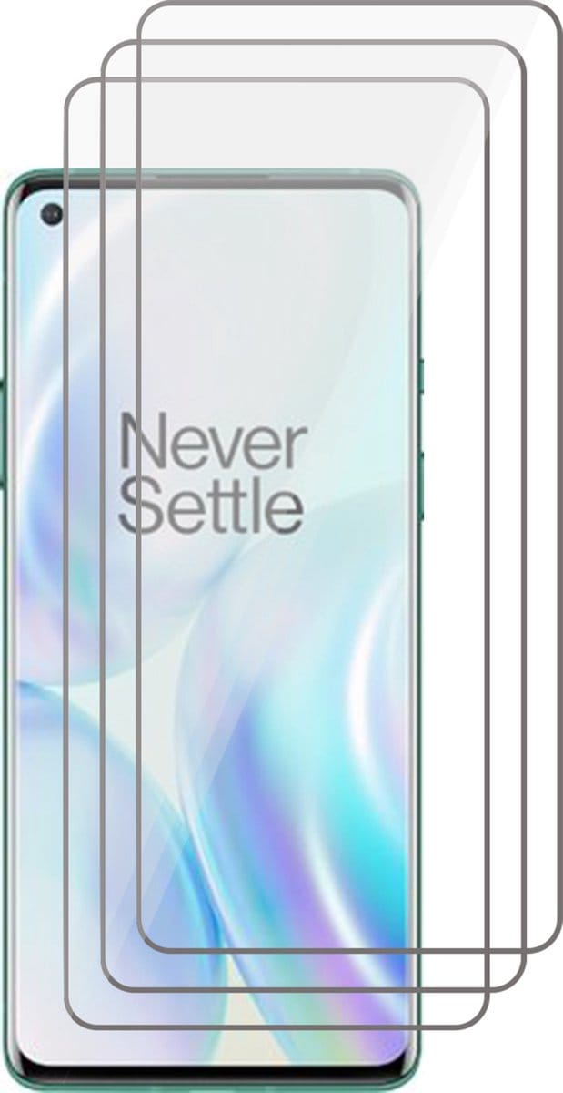 Screenprotector geschikt voor OnePlus 8 - Beschermglas Screen Protector Glas - 3 stuks