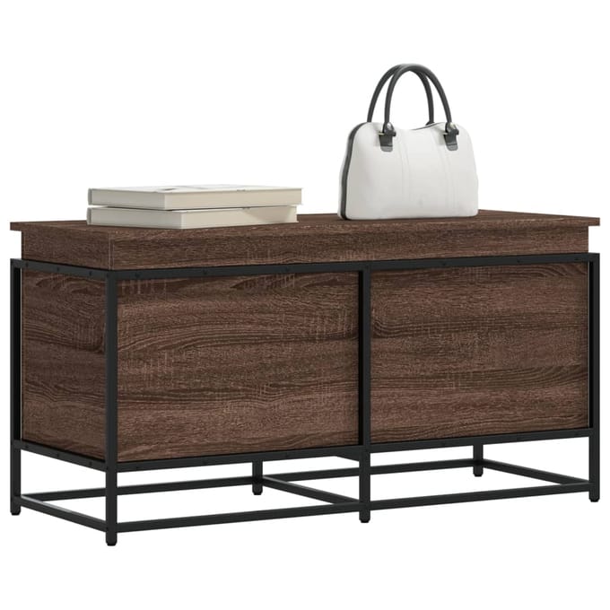 vidaXL - Opbergbox - met - deksel - 100x40x51,5 - cm - bewerkt - hout - bruin - eiken