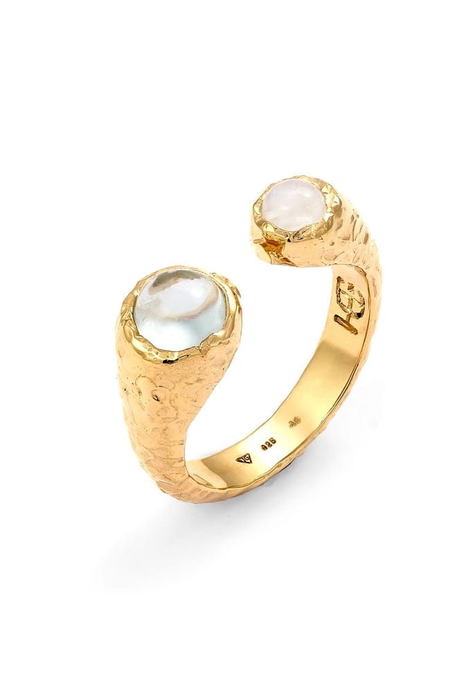 Haze & Glory - Ring - Aquamarin Mondstein 925 Sterling Silber -