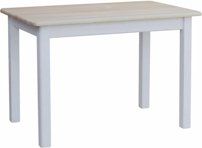 Massieve eettafel van grenenhout met witte poten - 100 x 70 cm