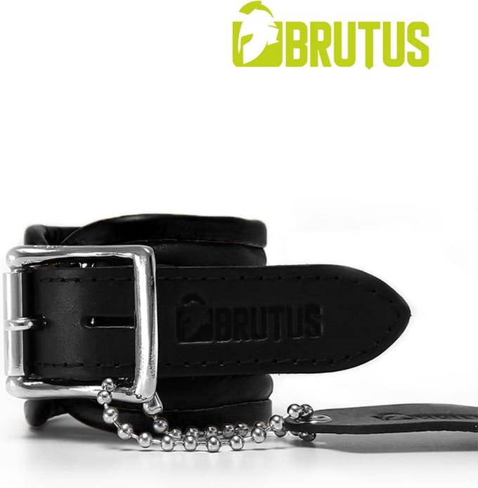 BRUTUS LEATHER - Leren Polsbeperkingen Handboeien - Zwart/Zwart
