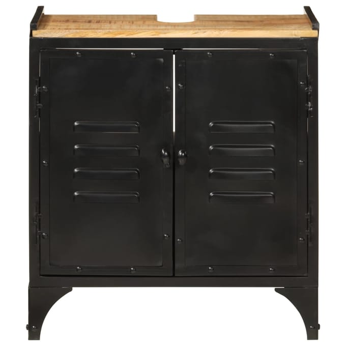 vidaXL - Wastafelkast - 55x35x60 - cm - ijzer - en - massief - mangohout
