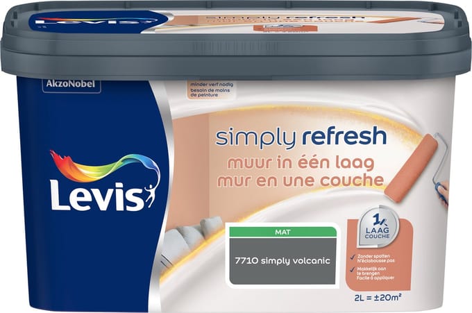 Levis - Simply Refresh Muur In Een Laag - Simply Volcanic - 2 L