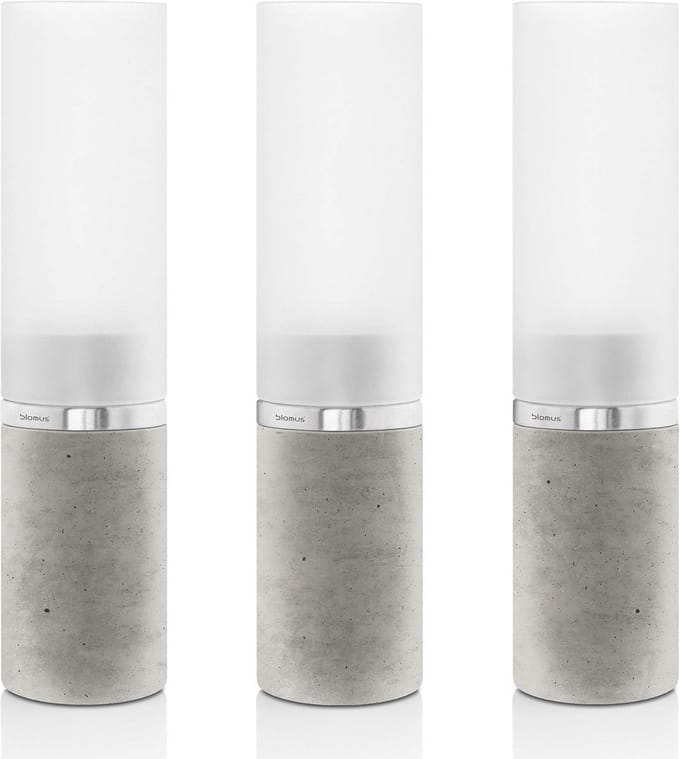 Wind Light Wandlamp Roestvrij Staal Concreet 5x5x20.5 cm Set van 3