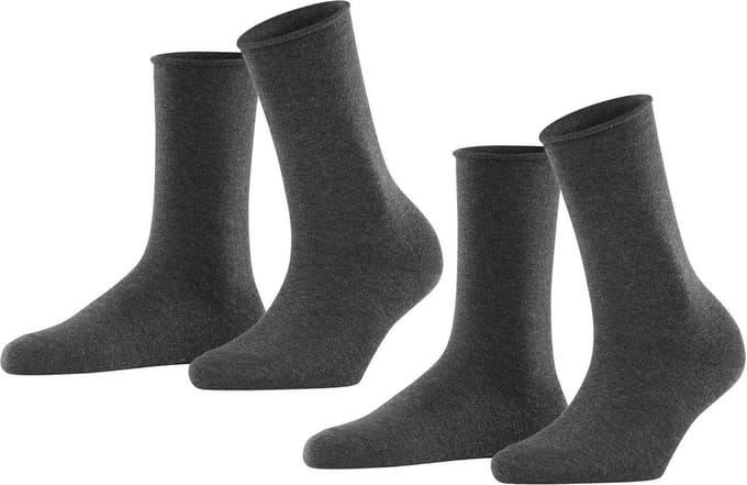 Esprit Basic Pure 2-Pack eenkleurig katoen multipack sokken dames grijs - maat 39-42