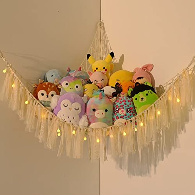 Hangmat voor knuffels - Macrame Boho Speelgoed Opbergnet voor Kinderkamer