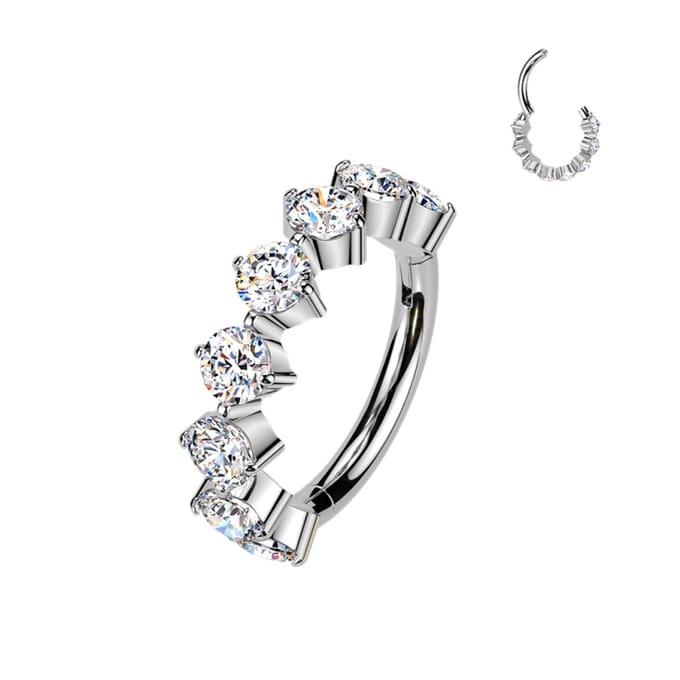 Piercing titanium 8 steentjes buitenom 1.2x8 - zilver - LMPiercings