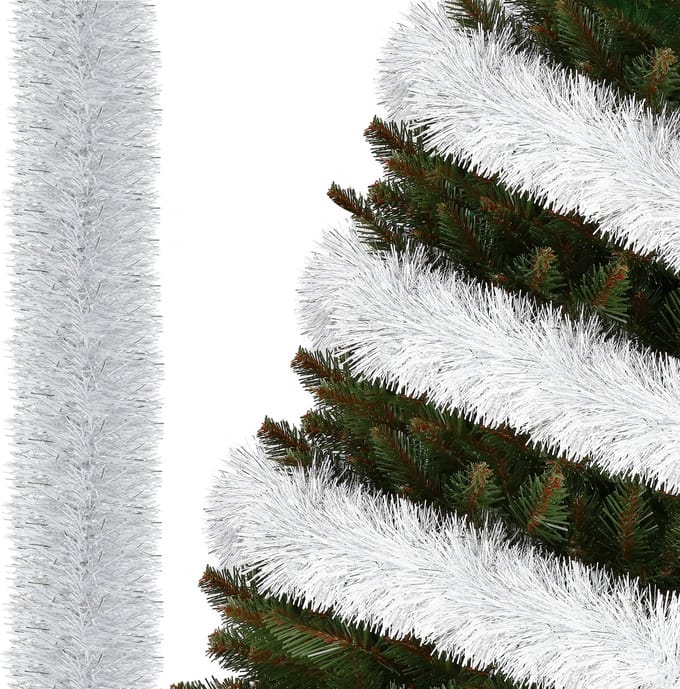 Springos Kerstslinger | Guirlande | Kerstversiering | 6 m | Zilver/Wit