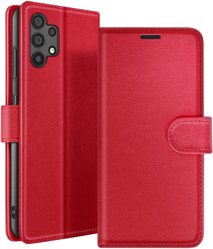 Zanae, Hoesje geschikt voor Galaxy A32 5G - Wallet Case & Magneetsluiting, Rood
