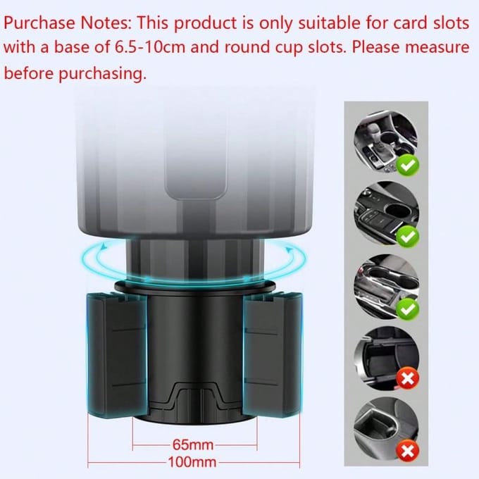 Auto Bekerhouder Verlengstuk Adapter met Offset Verstelbare Basis, Bekerhouder Drankhouder voor Auto one-size zwart