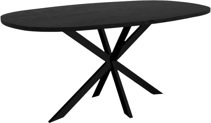 Eettafel Deens ovaal 180cm zwart Hero ovale eetkamer tafel