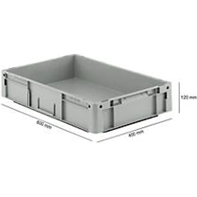 Eurobox serie LTF 6120, gemaakt van PP, inhoud 21 L, bodemgreep, grijs