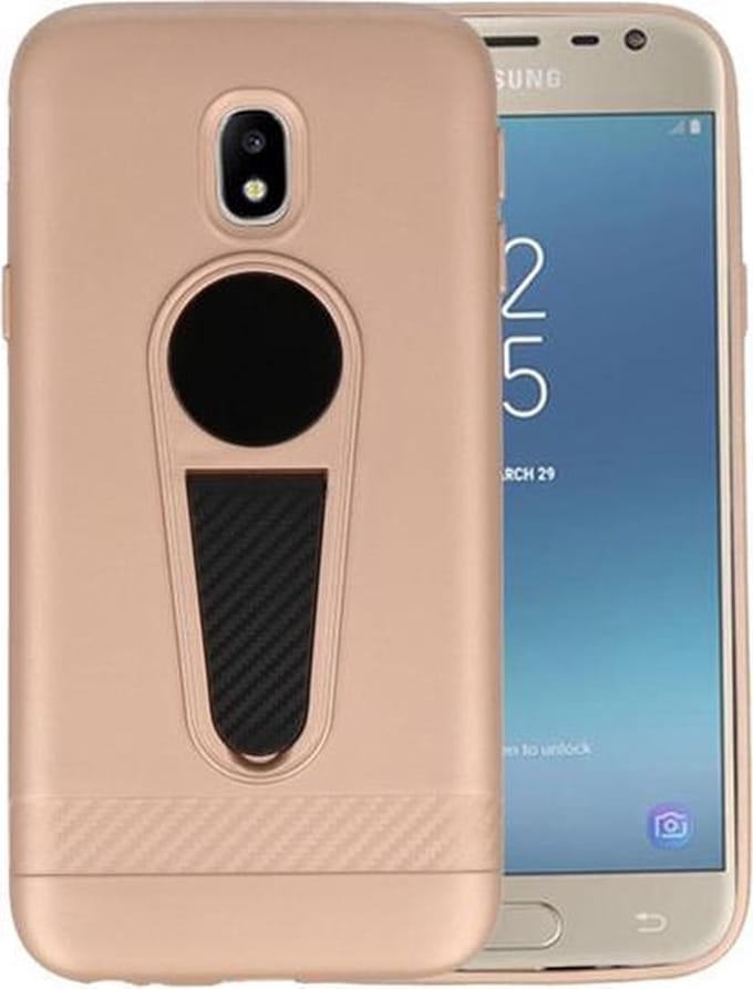Goud Magneet Stand Case hoesje voor Samsung Galaxy J3 2017