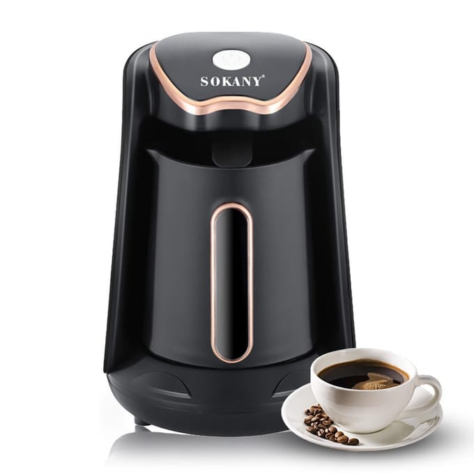 SOKANY Elektrische Turkse Koffiezetapparaat Machine met 250ml 1 Kops Koffiepot Single Serve Espresso Maker 600W Verwarming EU Plug black