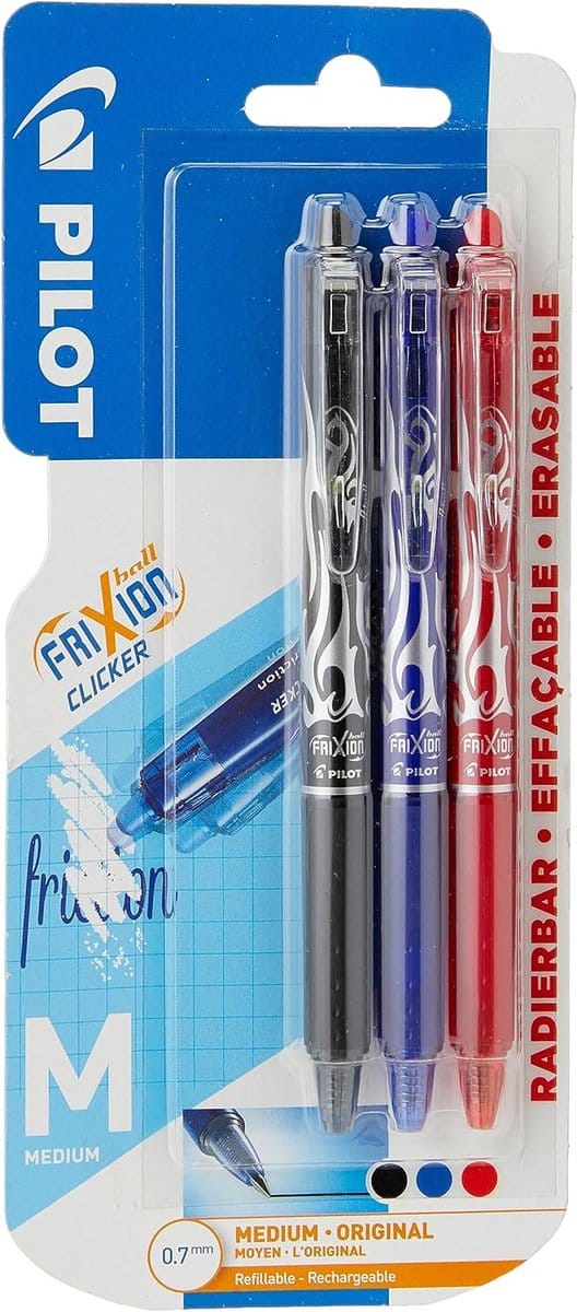 Erasable Rollerball Pen - Zwart - Drie Kleurenset