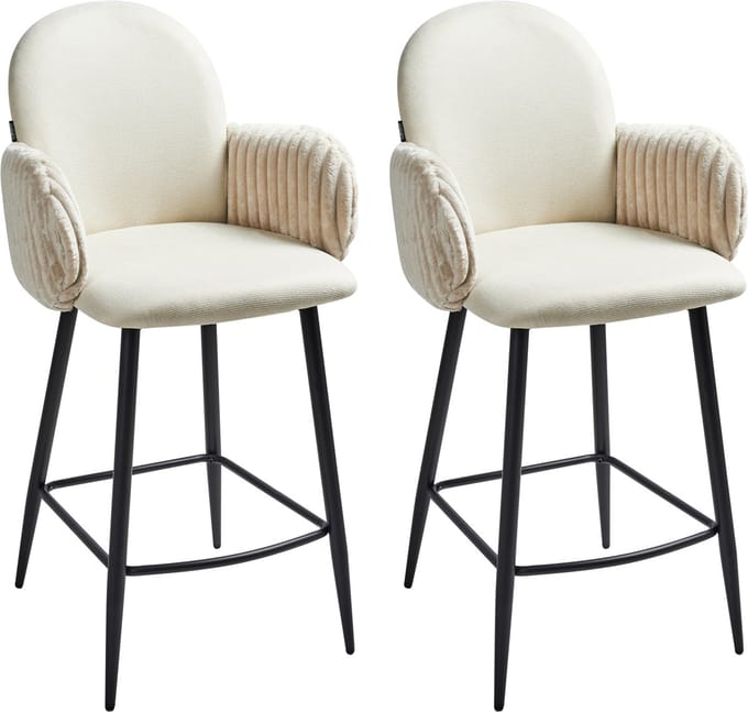 AMITY - Barkruk set van 2 - Lichtbeige - Polyester
