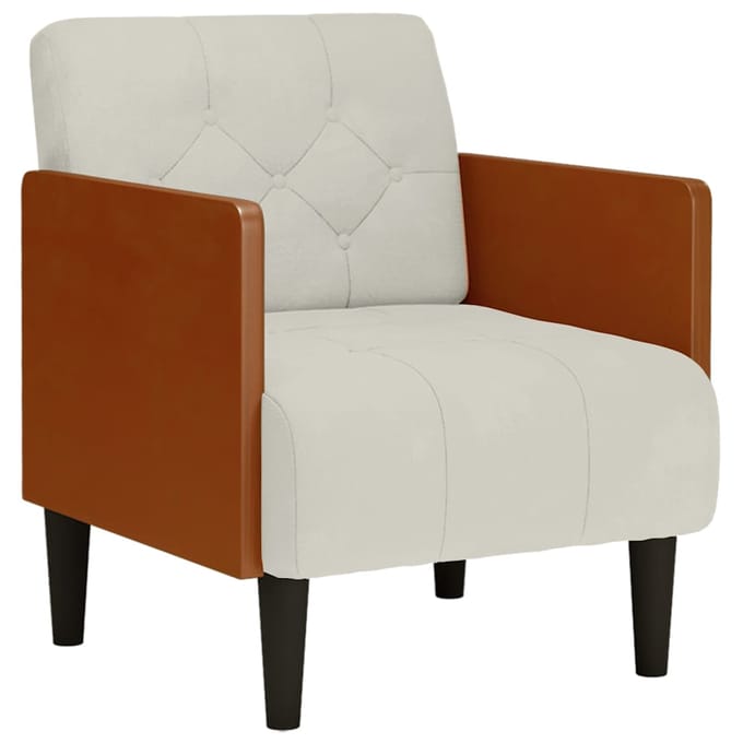 vidaXL - Fauteuil - met - armleuningen - Crème - 55 - cm - Fluweel
