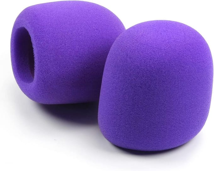 2 Stuks Dikke Spons Schuim Microfoon Windscherm Paars - Bescherming voor Handheld Microfoons