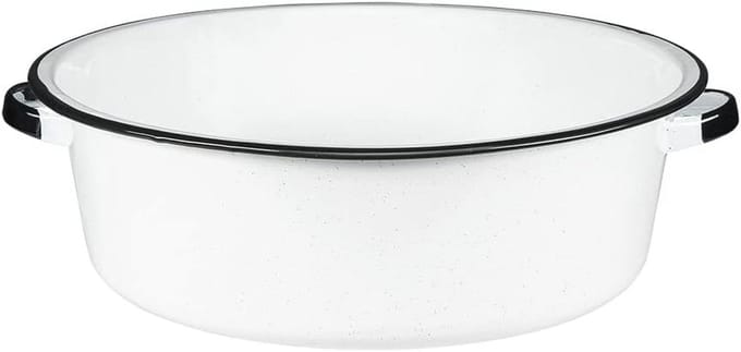 15 qt Graniet Ware Schotelpan met Handvatten - Wit