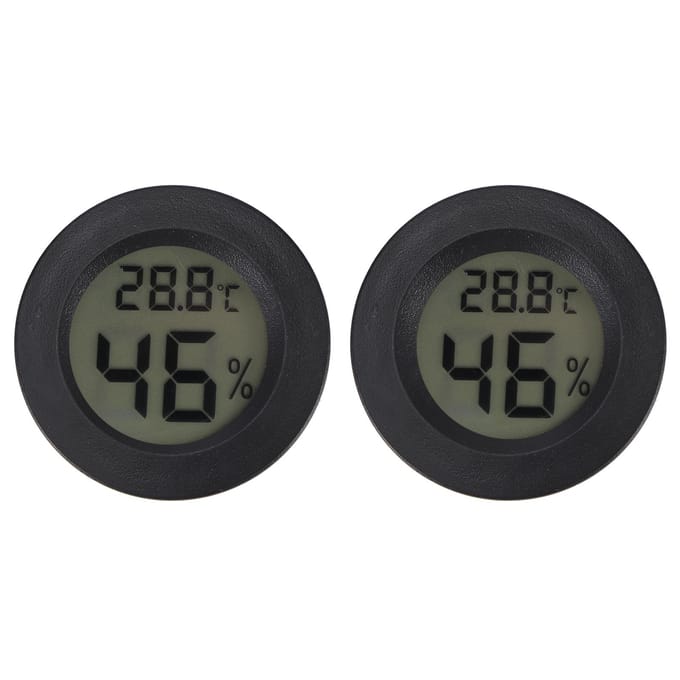2 PCS Mini Thermomètre Hygromètre LCD Numérique Forme Ronde Mètre de Température Humidité pour Boîte à Reptiles gray