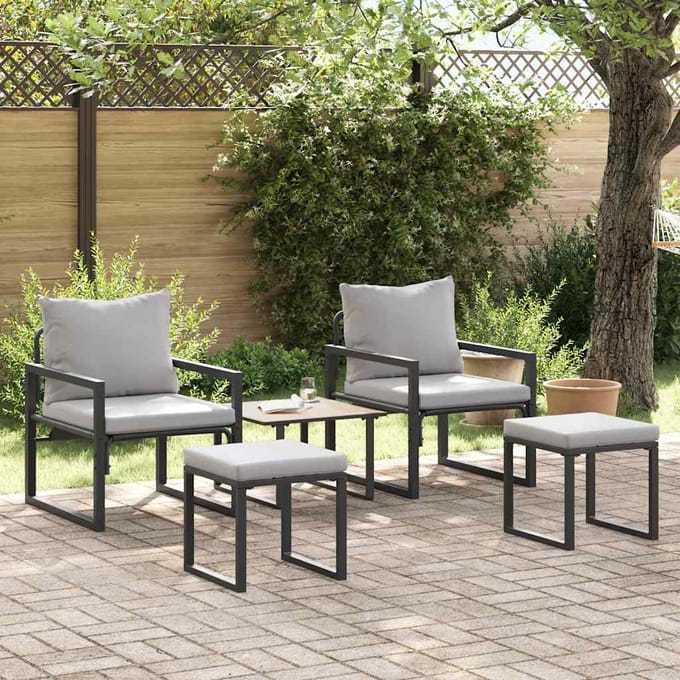 vidaXL - Tuinmeubelen - 4 - st - 2-Aantal - zitplaatsen - Lichtgrijs - Polyester