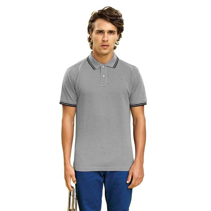 Asquith & Fox Heren Klassiek Fit getipt Poloshirt (Heide Grijs/Zwart)