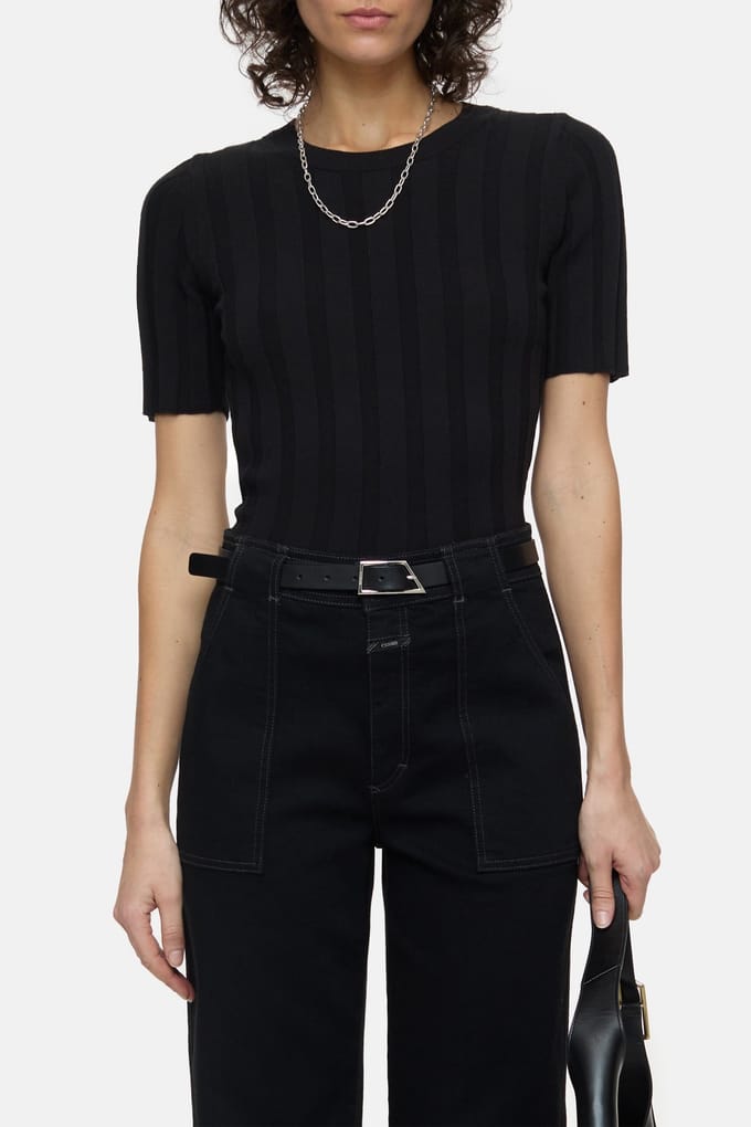 Closed Crew Neck Short Sleeve Knits Black Maat: XS | Sweaters Outlet | Dames | Zwart