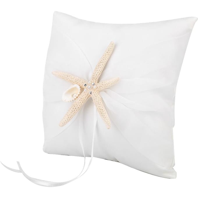 Ivoor Ringdrager Kussen Houder Trouwring Kussen met Zeester(20*20cm) 20x20cm / 7.9x7.9in white